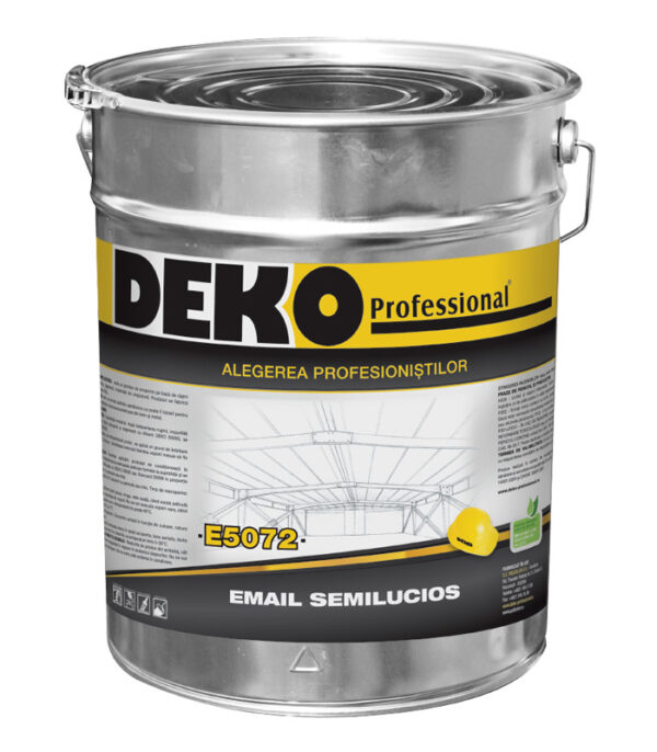 DEKO E5072 este un email satinat pentru protecția și finisarea elementelor interioare și exterioare din lemn și metal exploatate în condiții normale.
