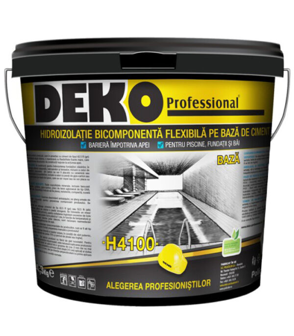 hidroizolatie bicomponenta flexibila pe baza de ciment Deko H4100 pentru piscine, fundatie si baie