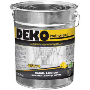 DEKO E5074 EMAIL LUCIOS PENTRU LEMN ȘI METAL pentru protecția și finisarea elementelor interioare și exterioare din lemn și metal.